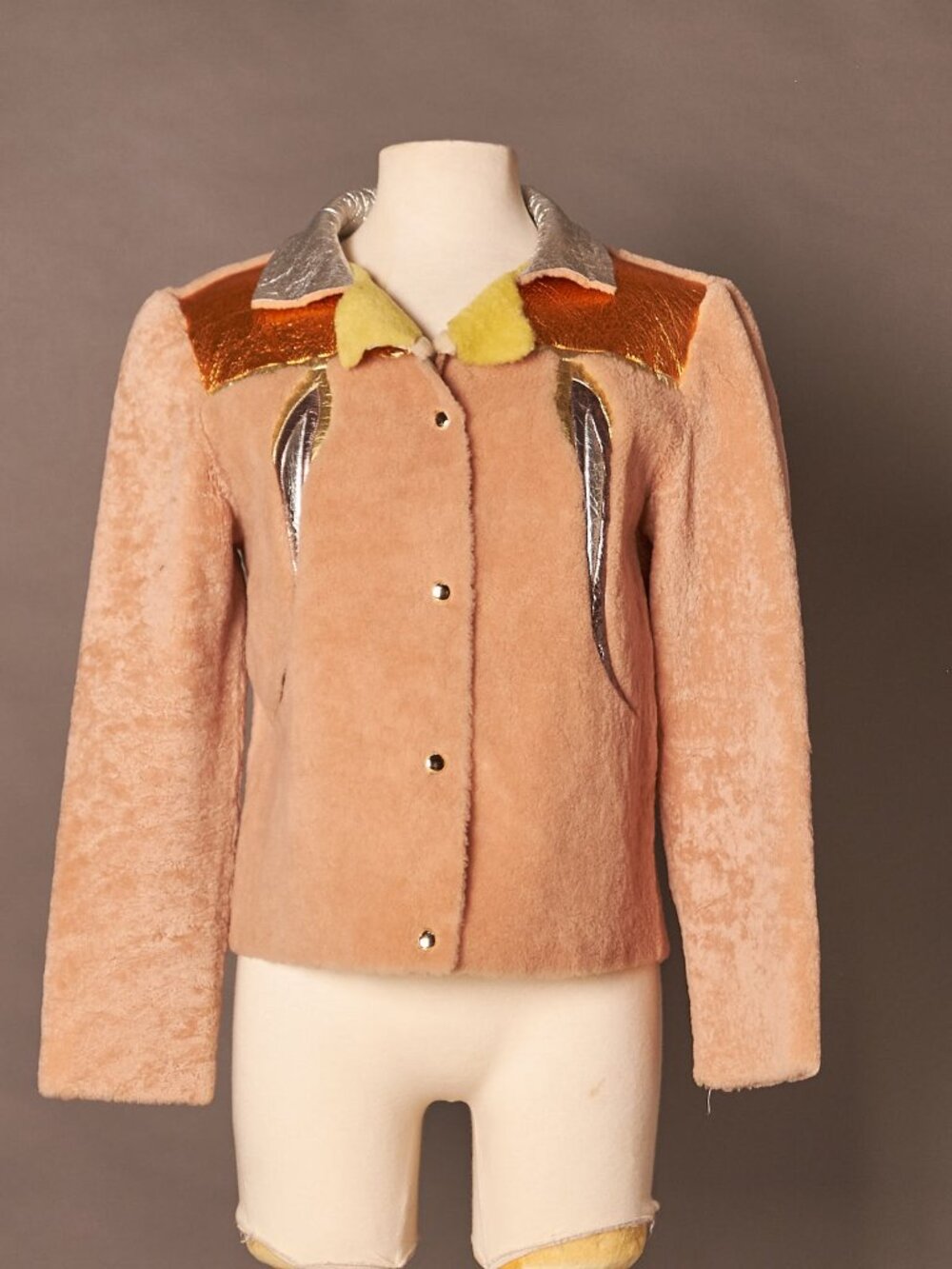 1990s Reversible Shiny Silver And Teddy Bear Coat